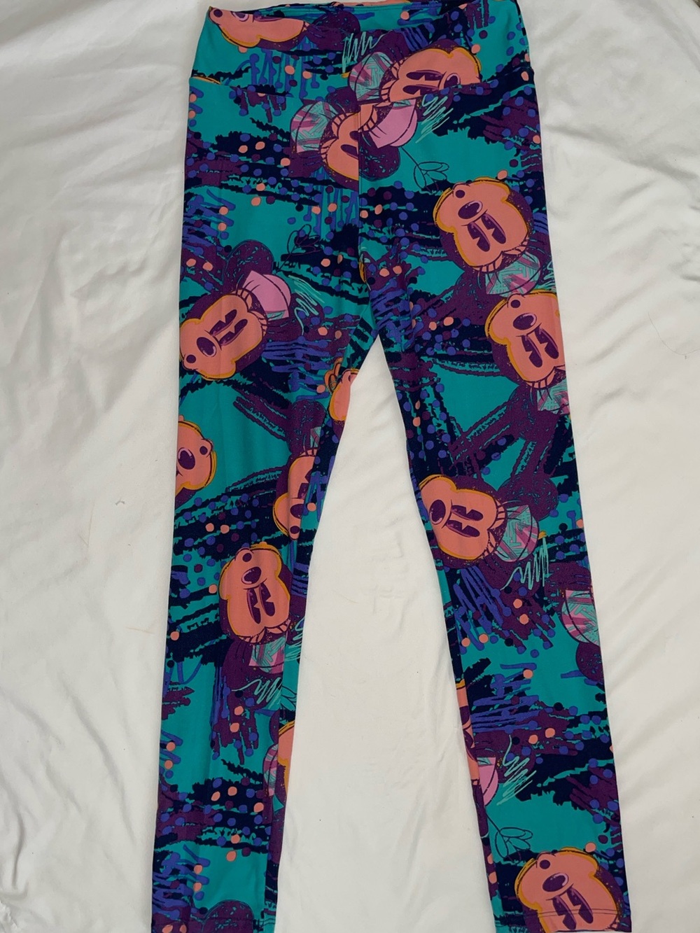 DISNEY Minnie Mouse Leggings Teal, Purple & Coral Sz OS SKU: 0916-29